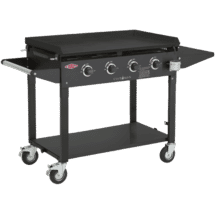 BeefEater Clubman Black 4 Burner BBQ & Trolley w/ Cast Iron Burners & Hotplate