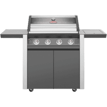 BeefEater 1600 Series Dark 4 Burner BBQ & Trolley w/ Side Burner, Cast Iron Burners & Grills