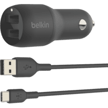 Belkin Dual 24W USB Car Charger with USB-C Cable