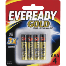 Eveready Gold AAA Batteries 4 Pack