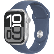 Apple Watch Series 10 GPS 42mm Silver Aluminium Case - Denim Sport Band - S/M