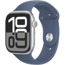 Apple Watch Series 10 GPS 46mm Silver Aluminium - Denim Sport Band - M/L