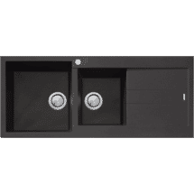 Oliveri Santorini 1 & 3/4 Left Hand Bowl with Drainer Black Sink
